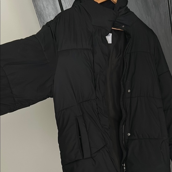 Old Navy Black Puffer Jacket Mid-Length Winter Essential - Picture 3 of 4